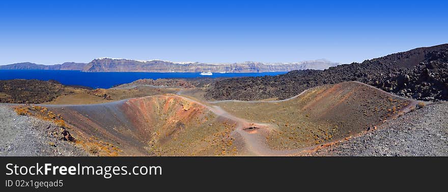 Santorini view from volcano - nature background