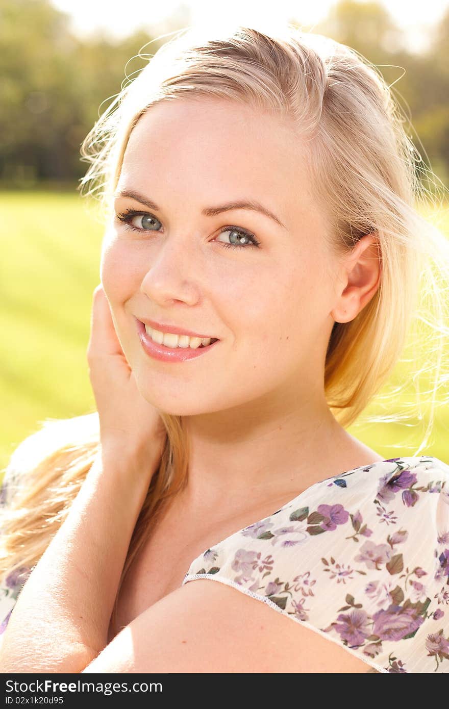 Outdoor portrait of attractive lady. Outdoor portrait of attractive lady