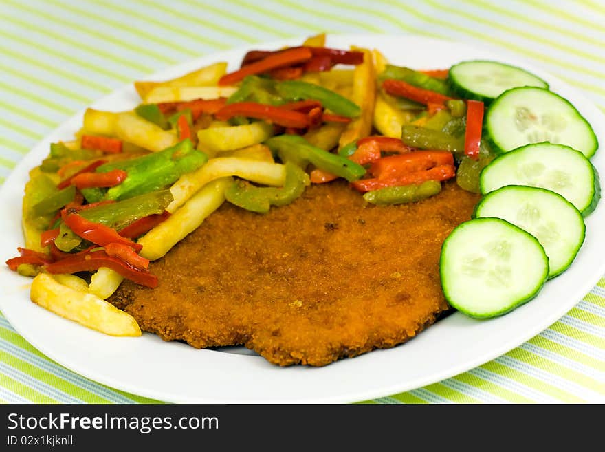 Original fried breaded Veal Viennese (could be eit