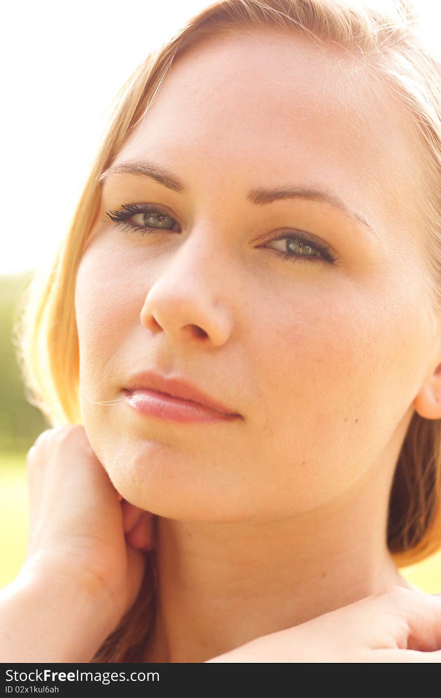 Sensual closeup portrait of young romantic lady. Sensual closeup portrait of young romantic lady