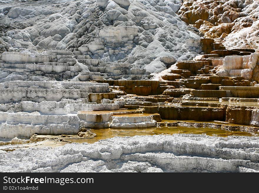 Limestone in mammoth area yellow stone national park. Limestone in mammoth area yellow stone national park