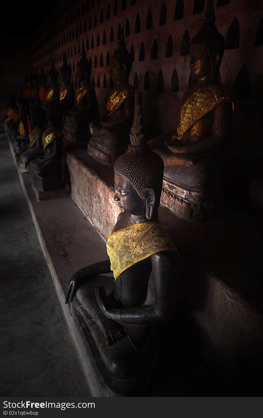 The buddha sculpture in Laos temple