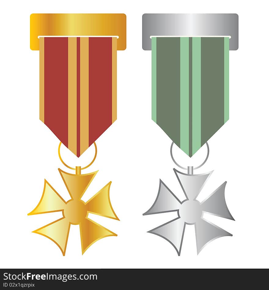 Illustration of two retro medals