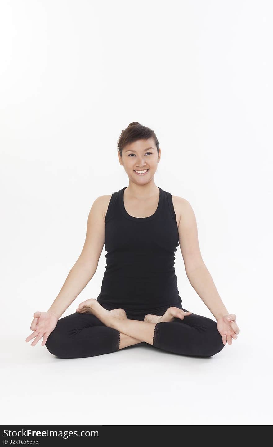 Asian Yoga Training Master on white background