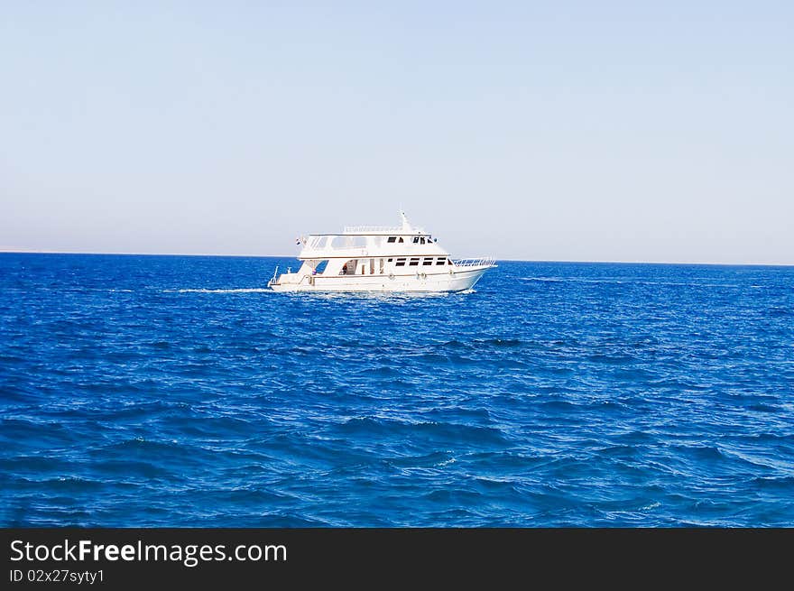 White yacht in the sea