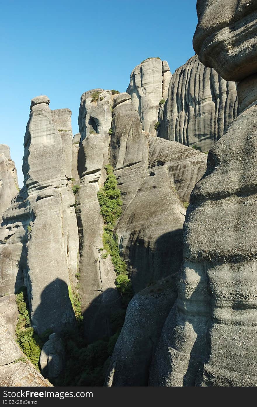 Meteora rocks,Greece,famous for its unusual rocks with ancient orthodox monasteries