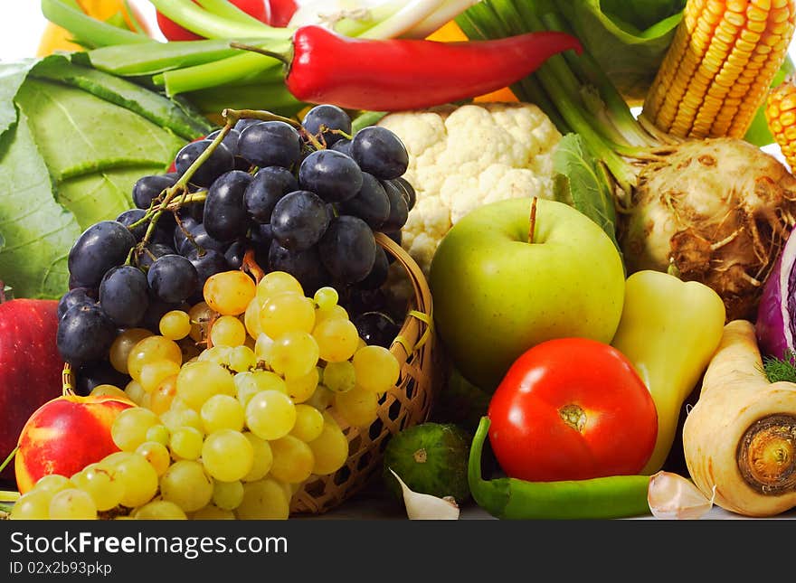 Autumn fresh and colorful vegetables and fruits. Autumn fresh and colorful vegetables and fruits