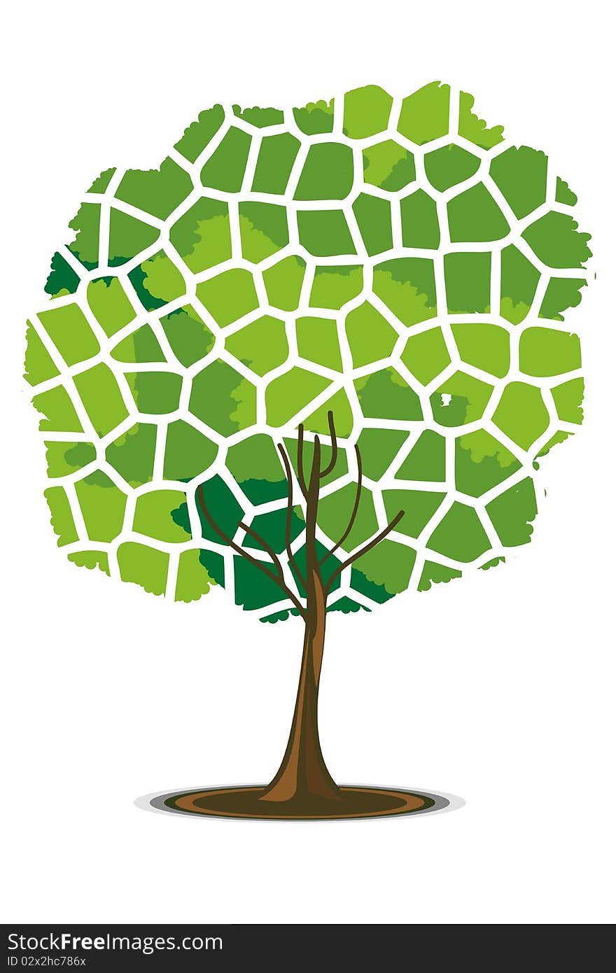 Illustration of tree in mosaic pattern on isolated background. Illustration of tree in mosaic pattern on isolated background