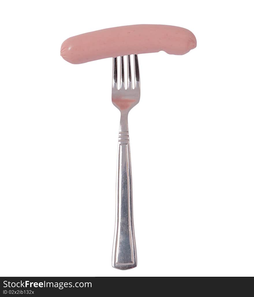 Sausage on a fork