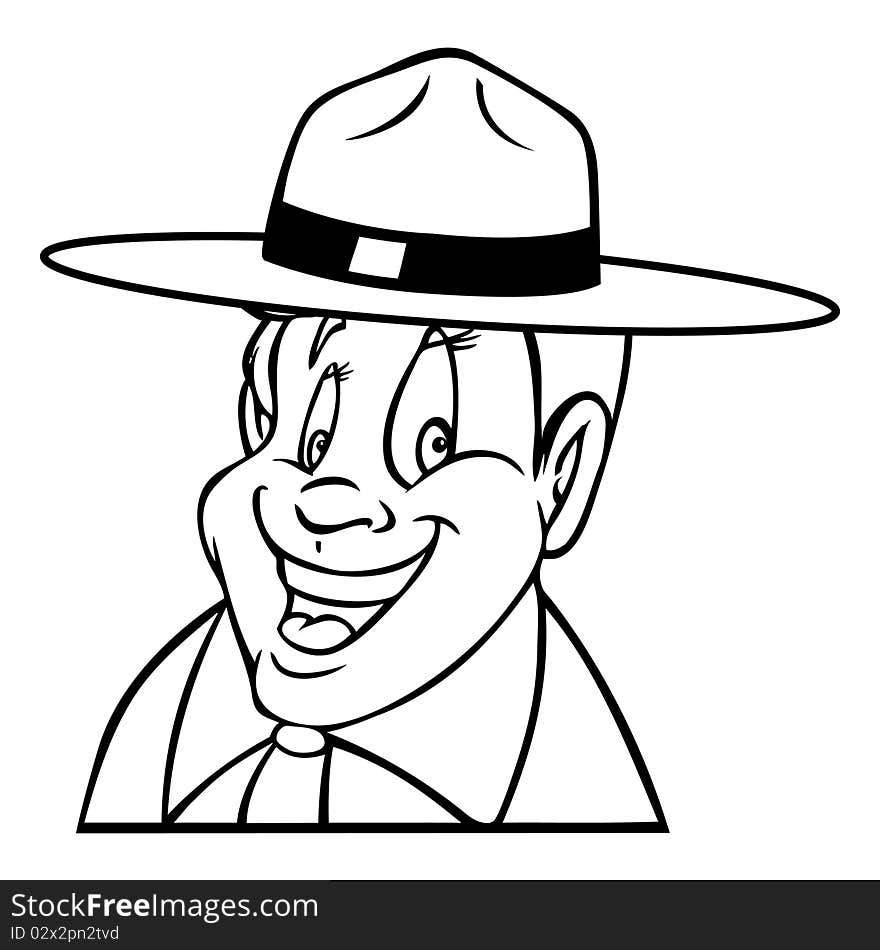 Cartoon outline illustration of a boy scout