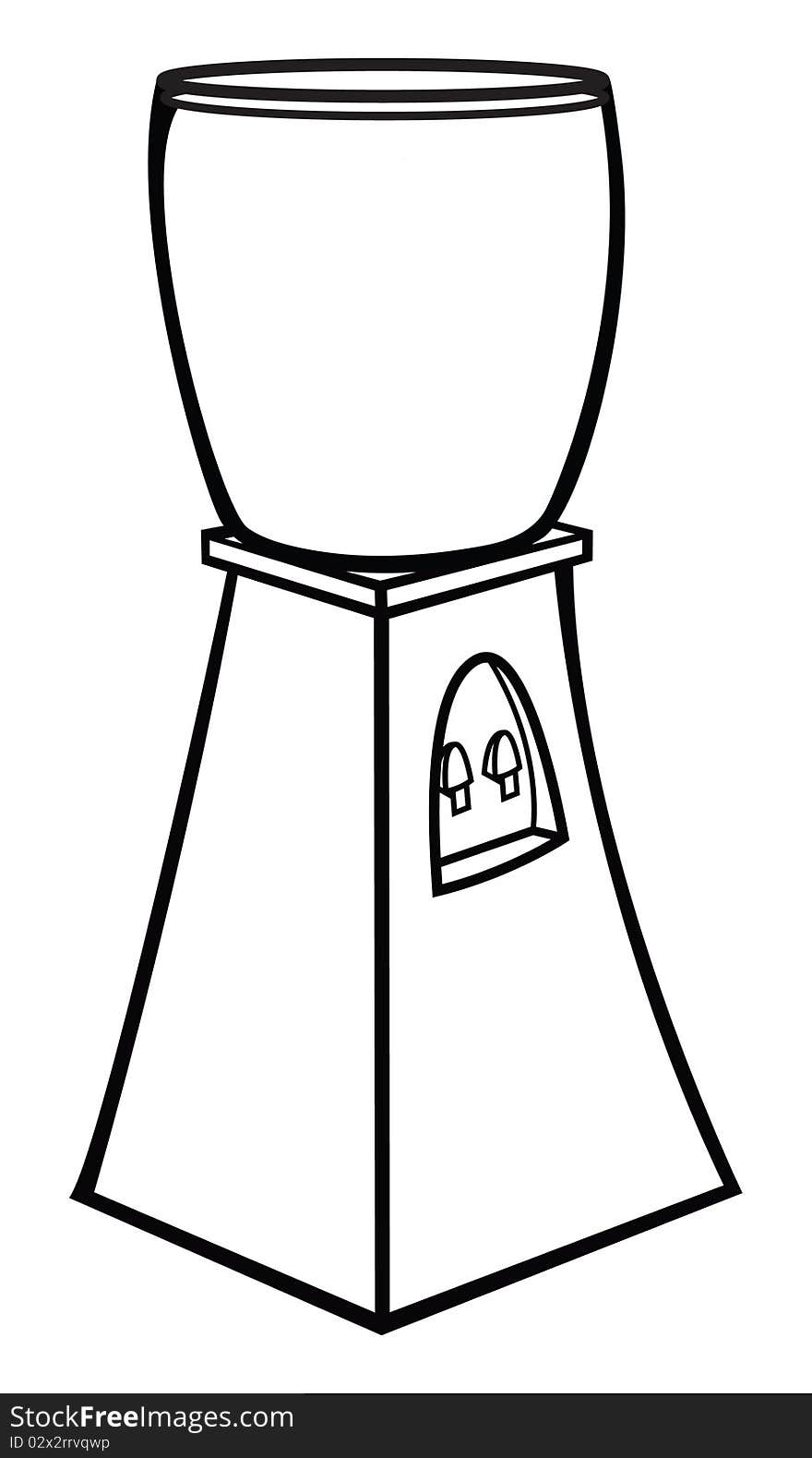 Cartoon outline illustration of a watercooler. Cartoon outline illustration of a watercooler