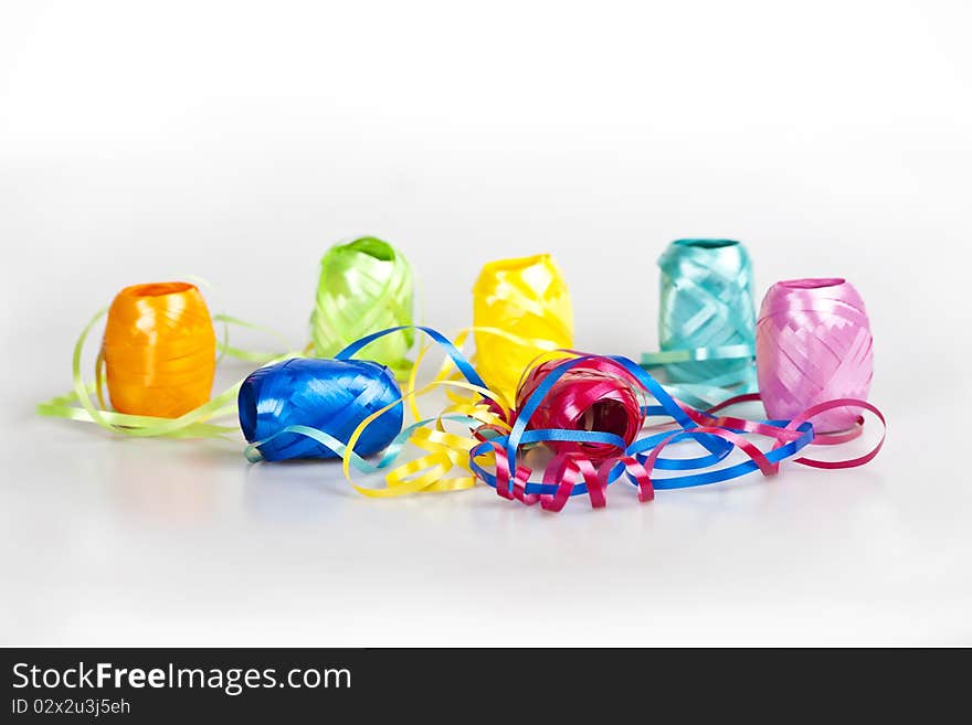 Set of colorful gift ribbons on the white background. Set of colorful gift ribbons on the white background