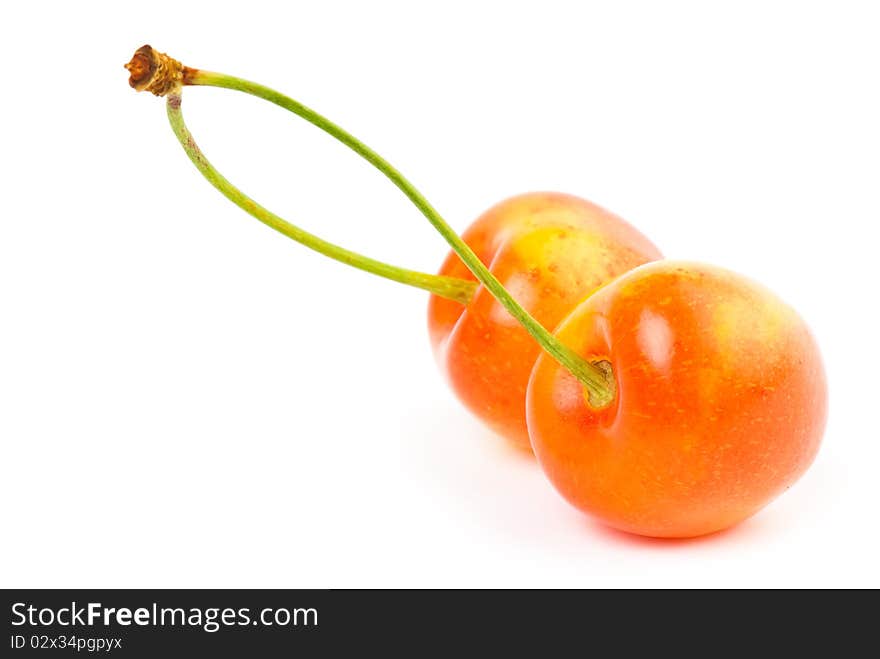 Berries ripe cherry on a white isolated background. Studio. Berries ripe cherry on a white isolated background. Studio