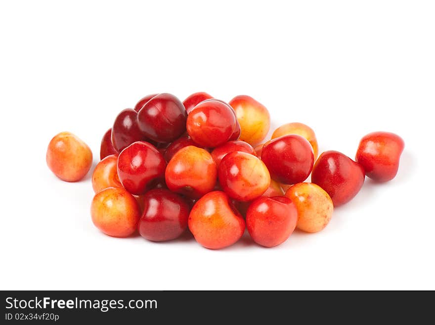 Berries ripe cherry on a white isolated background. Studio. Berries ripe cherry on a white isolated background. Studio