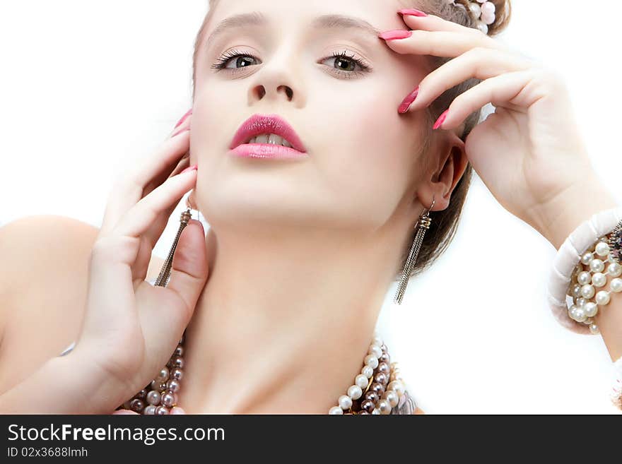 Studio shot of young beautiful woman