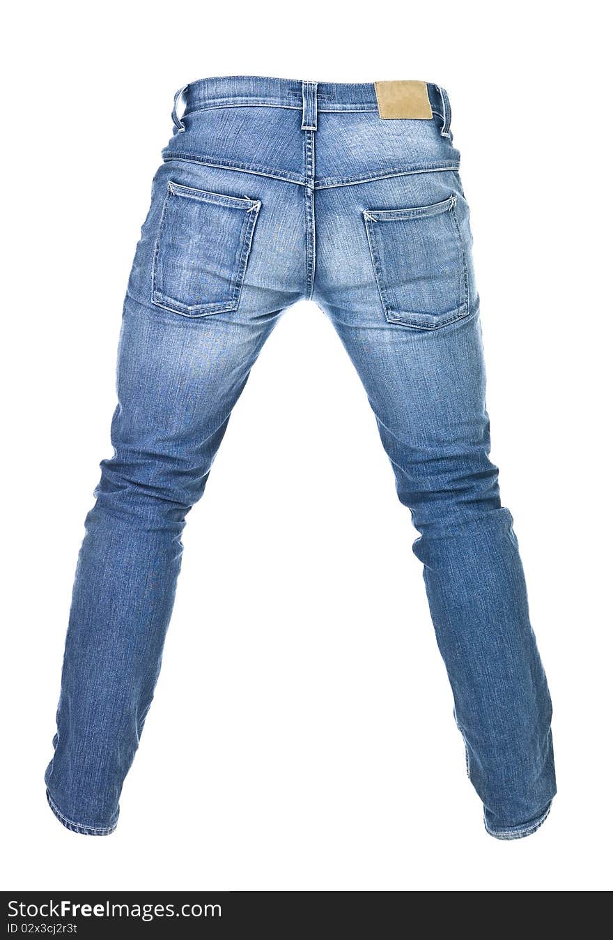 Worn blue jeans isolated