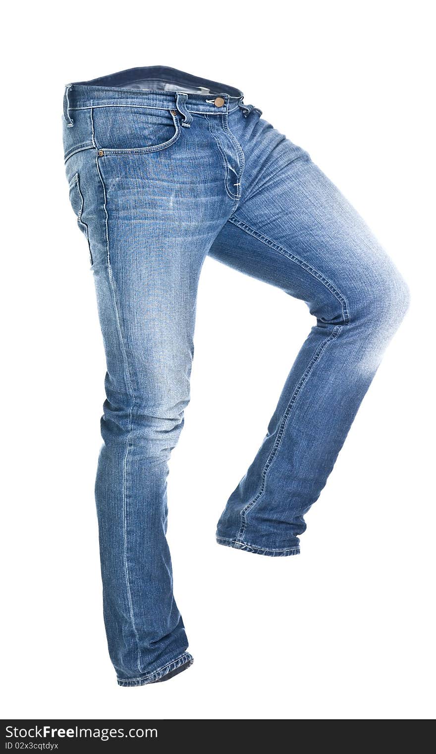 Worn blue jeans isolated