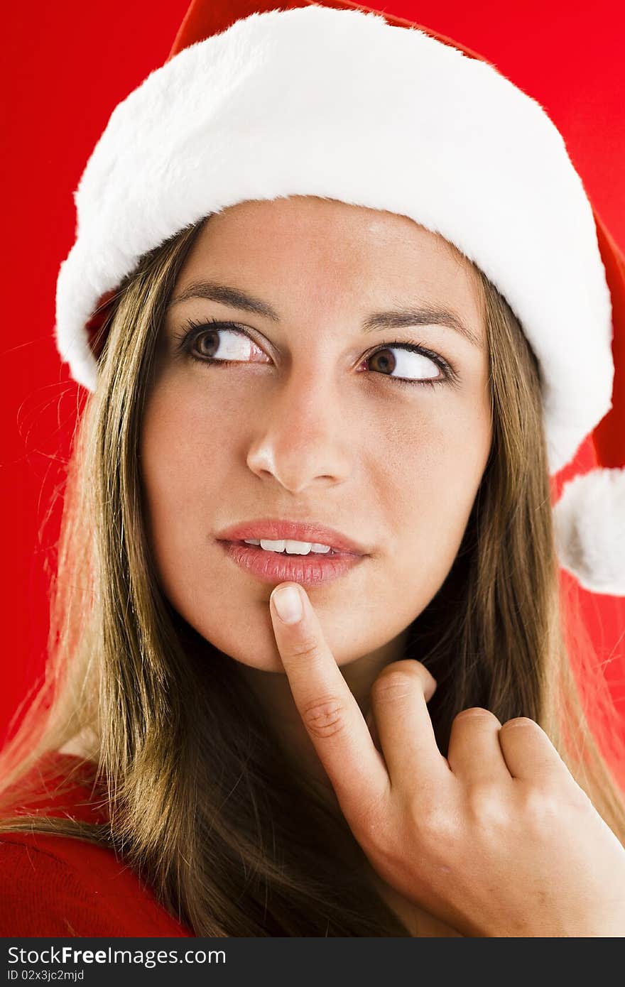 Close-up of a beautiful and sweet Santa Girl. Close-up of a beautiful and sweet Santa Girl