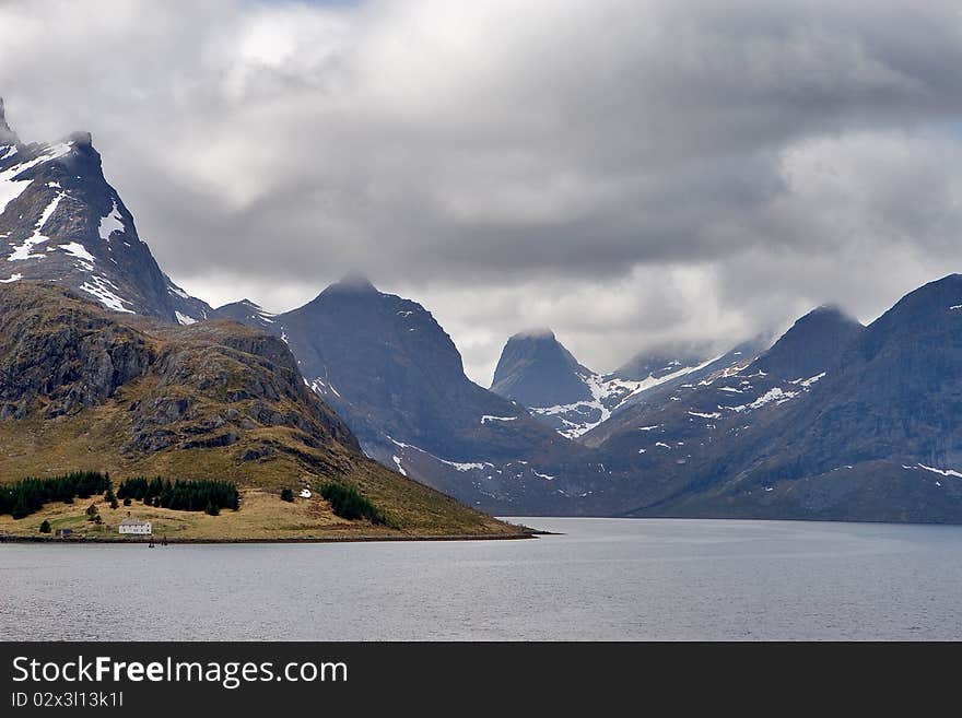 View with mountains and the sea, Norway. View with mountains and the sea, Norway