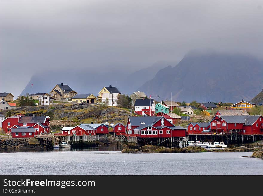 Little fisherman's town on the Lofoten Islands, Norway. Little fisherman's town on the Lofoten Islands, Norway