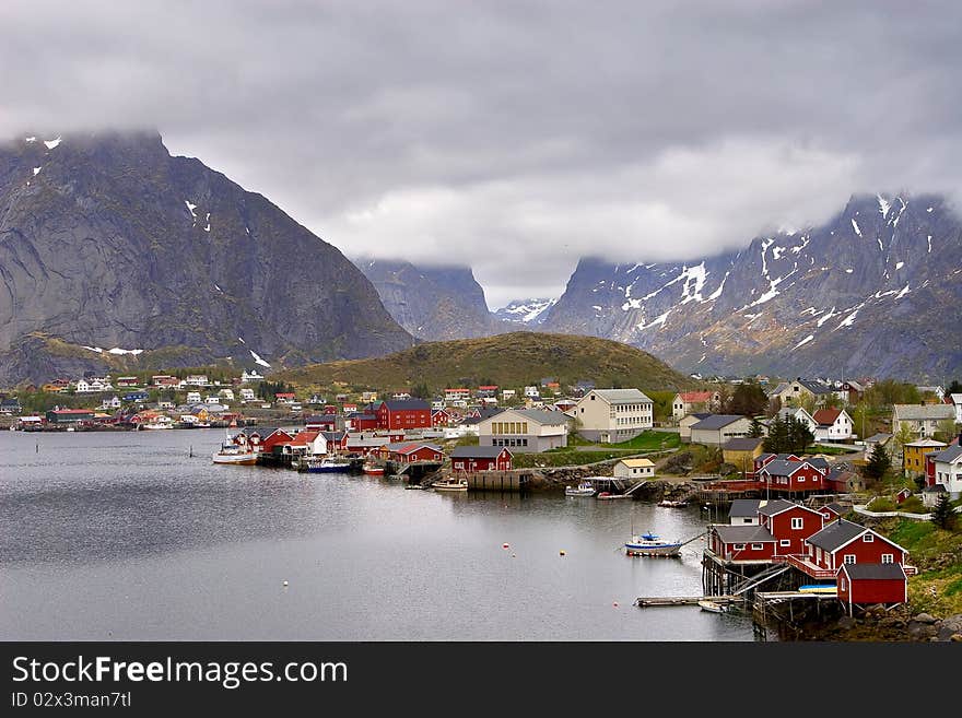 Little fisherman's town on the Lofoten Islands, Norway. Little fisherman's town on the Lofoten Islands, Norway