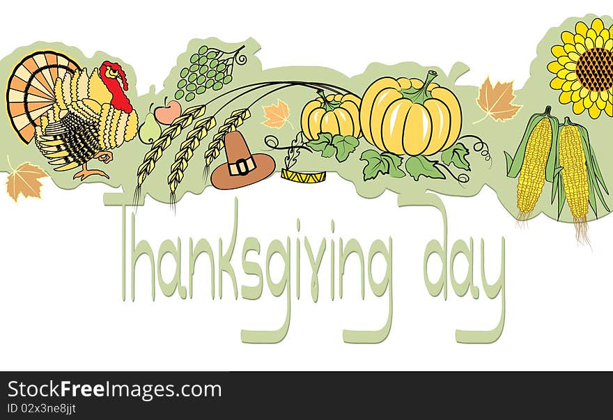 Turkey banner.Vector thanksgiving background. Turkey banner.Vector thanksgiving background