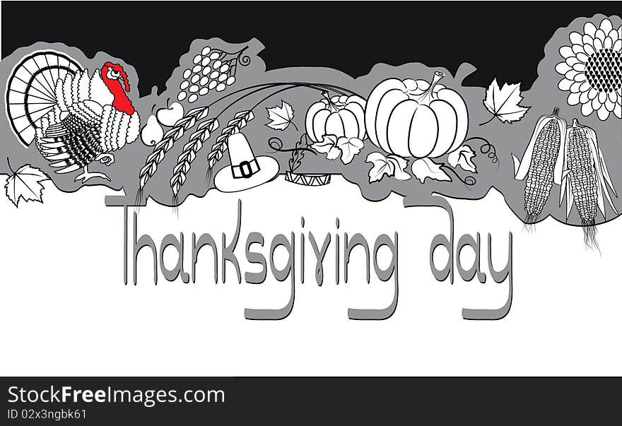 Turkey banner.Vector thanksgiving background. Turkey banner.Vector thanksgiving background