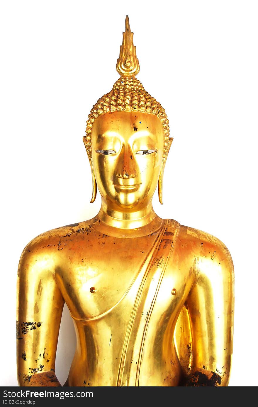 Golden Buddha Statue isolated on white background