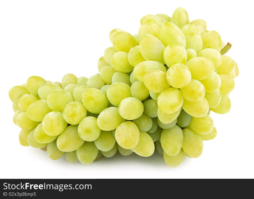 White grapes closeup on a white background