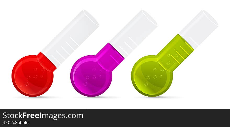 Chemical test tubes icons on white