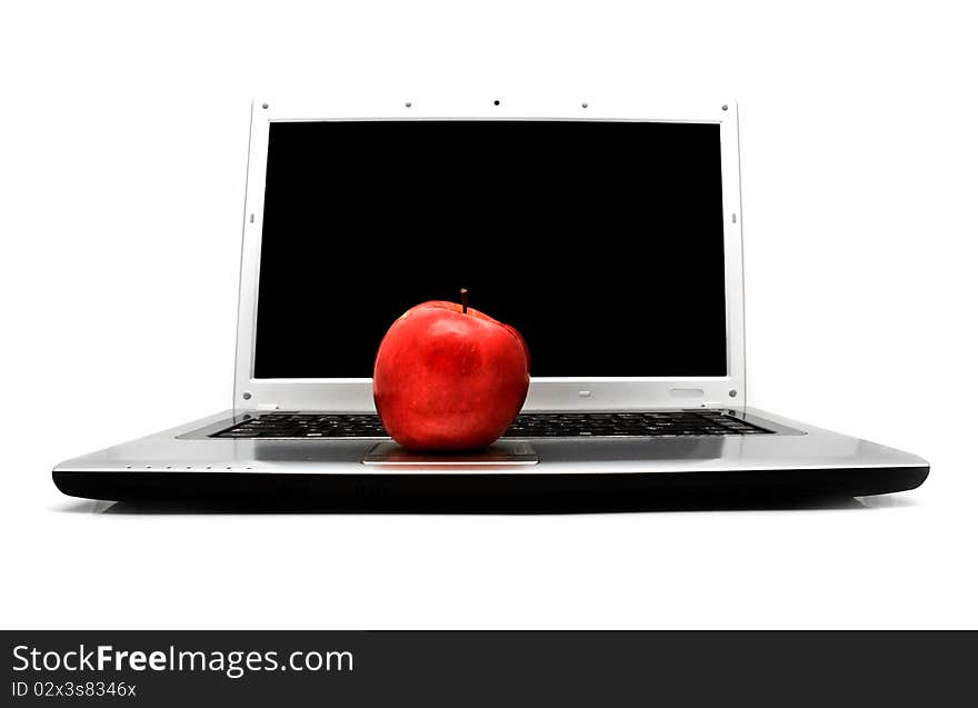 Notebook with a red apple