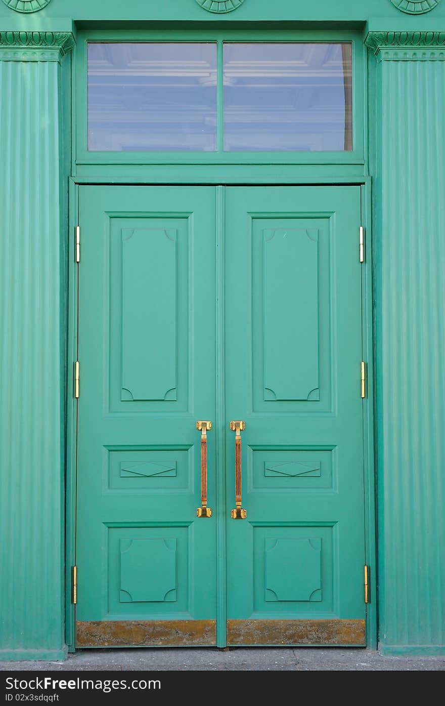 Green door - close-up view