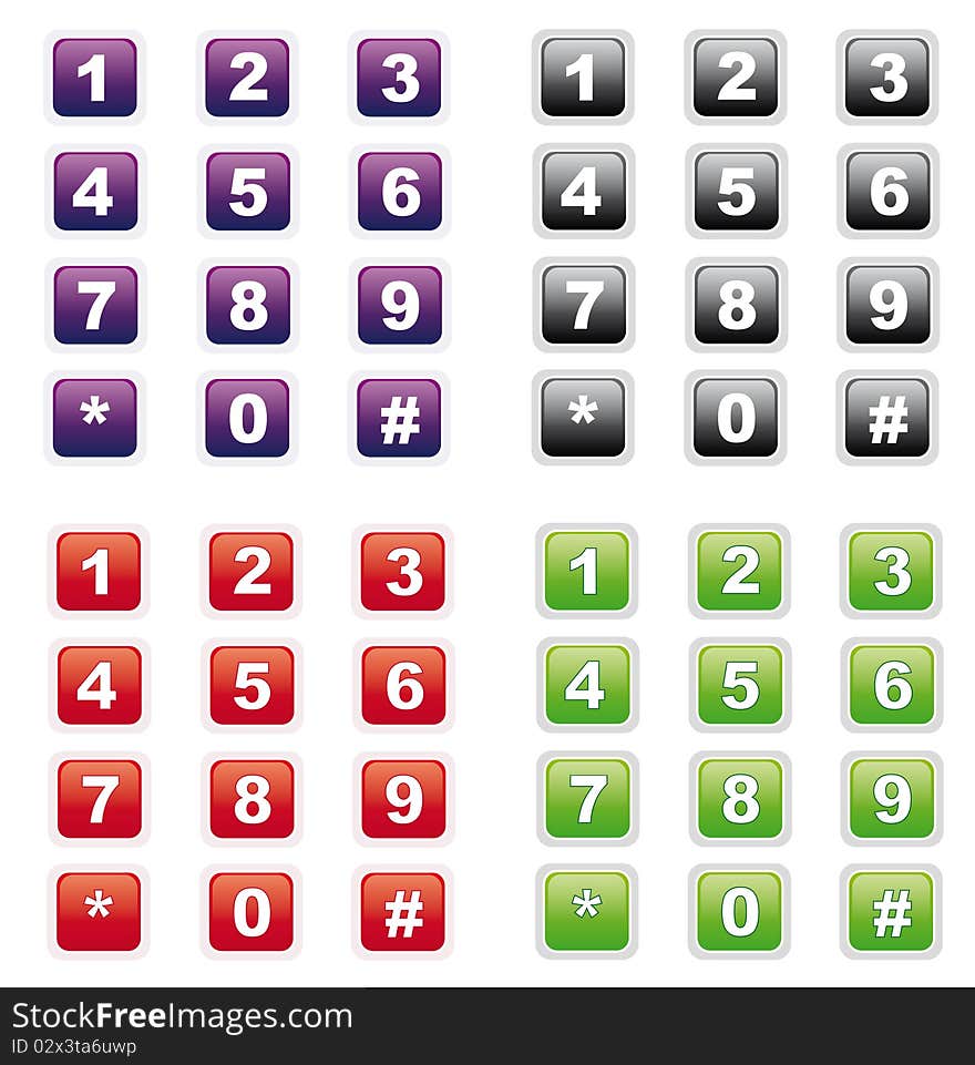 A variety of shiny number buttons which also include the hash key and asterisk.