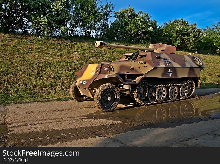 Old army armoured carrier camouflage