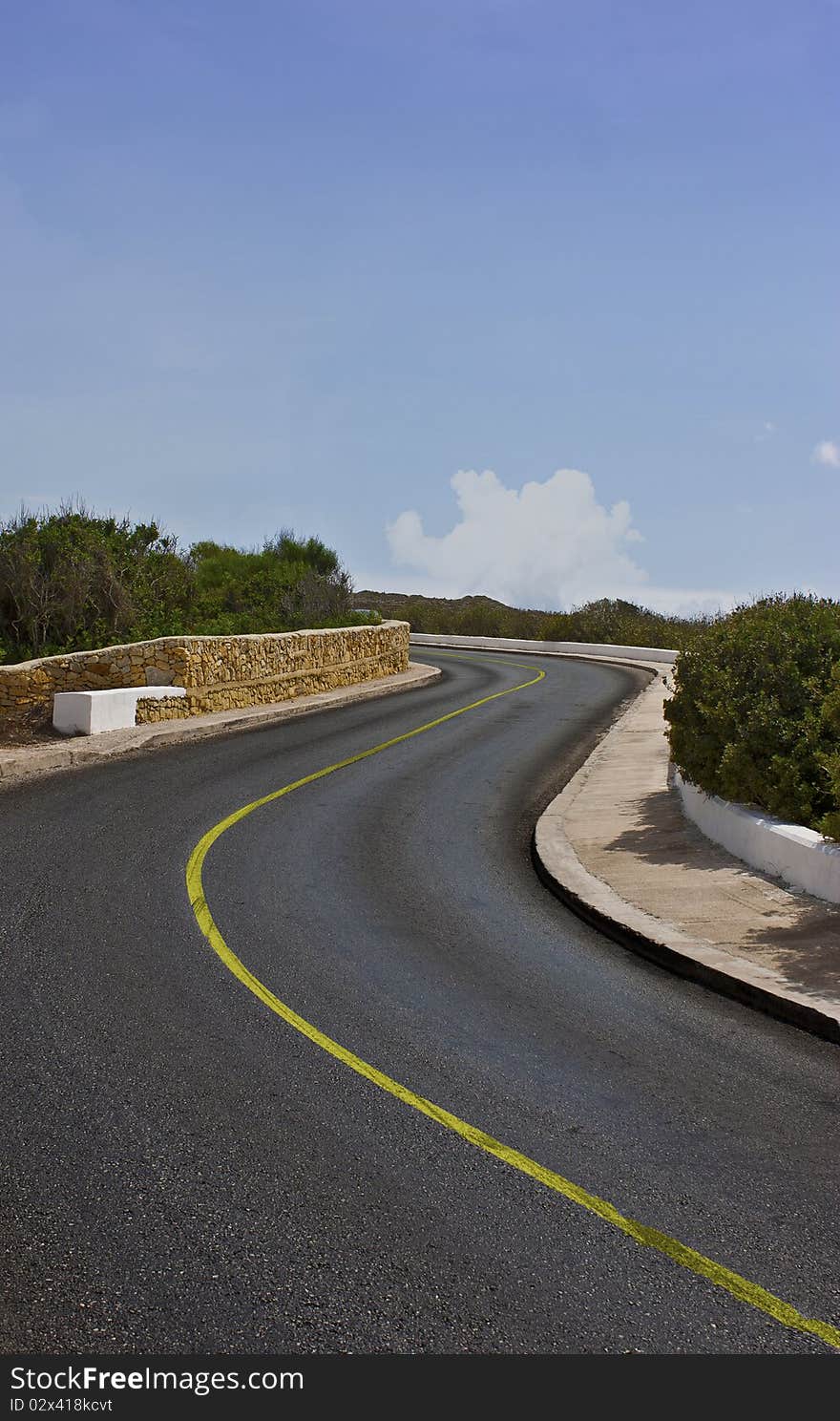 Country road me a curve in Nature from Malta. Country road me a curve in Nature from Malta