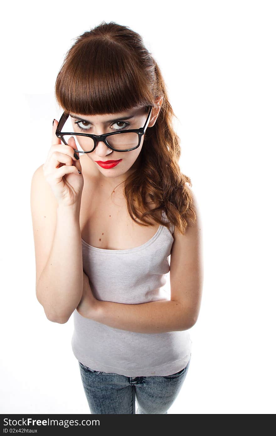 Teenage girl with a big glasses