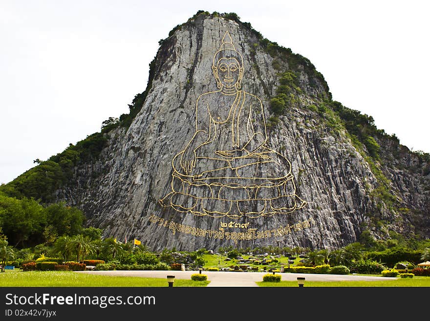 Buddha Sculptural Image On The Rock