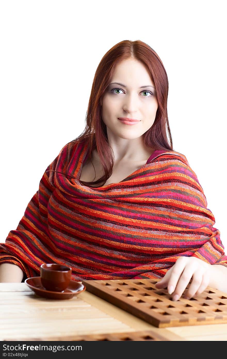 Beautiful Woman  In Cafe