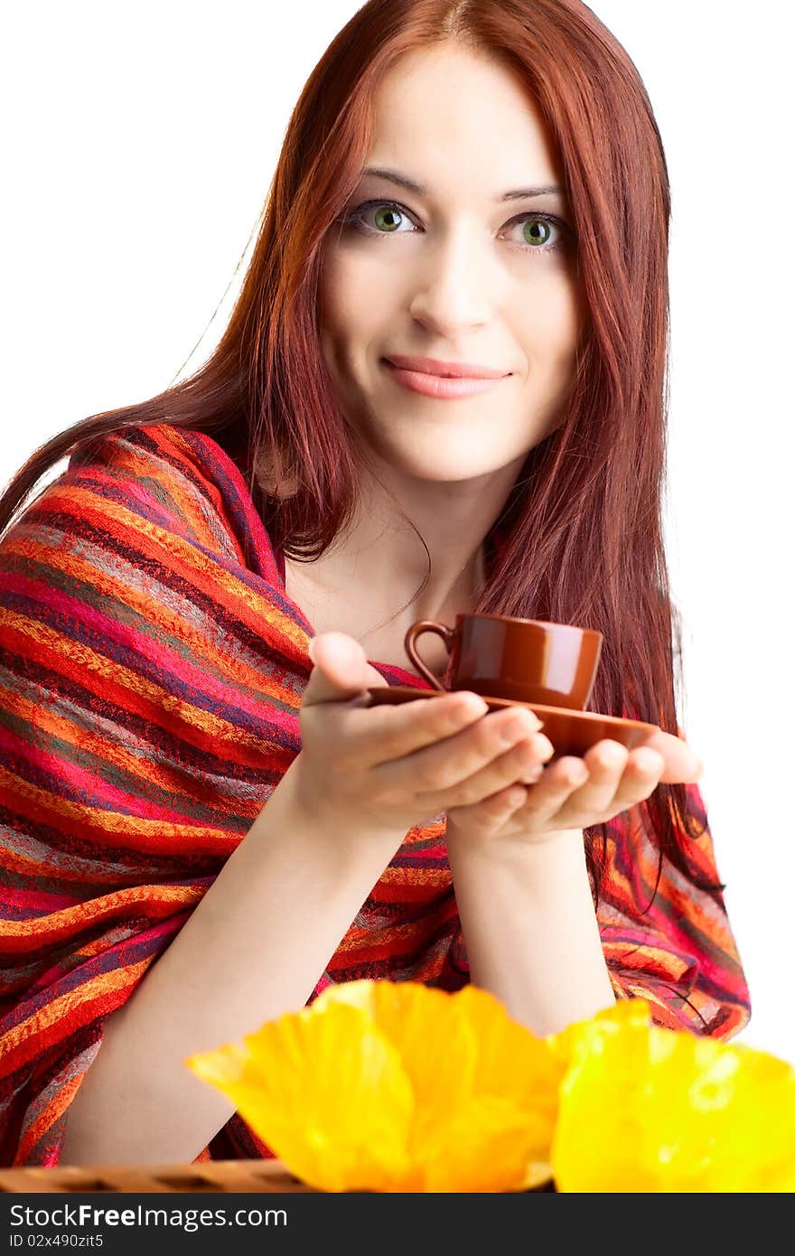 Beautiful woman  in cafe