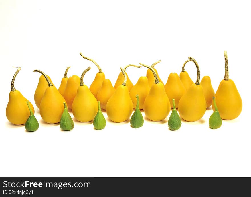 Umpkins and figs on a white background. Umpkins and figs on a white background