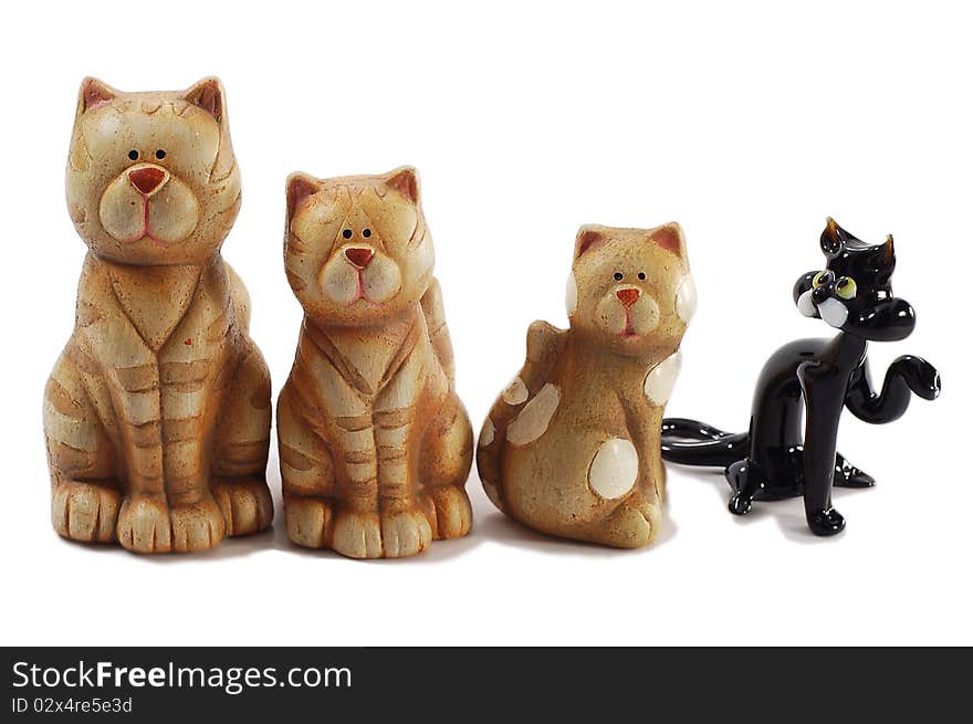 Cat's objects standing individuality crowd group black. Cat's objects standing individuality crowd group black