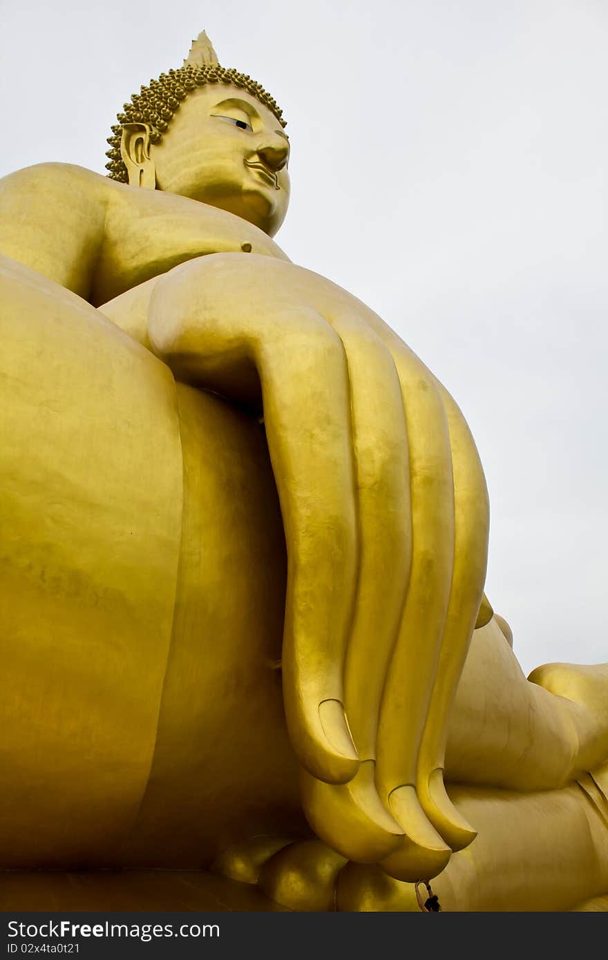 Big hand buddha image in thai temple