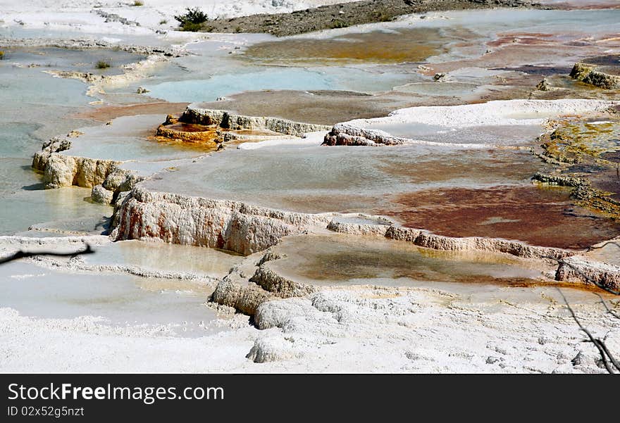 Terraces Mammoth hot spring yellow stone national park. Terraces Mammoth hot spring yellow stone national park