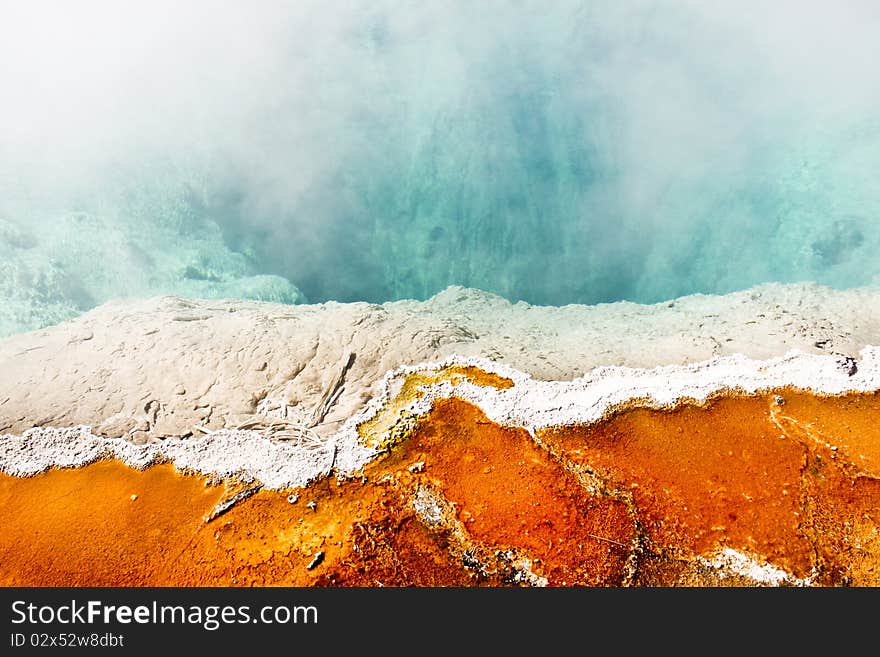 Close up view of a pool of very hot water in Yellowstone National Park. Close up view of a pool of very hot water in Yellowstone National Park.