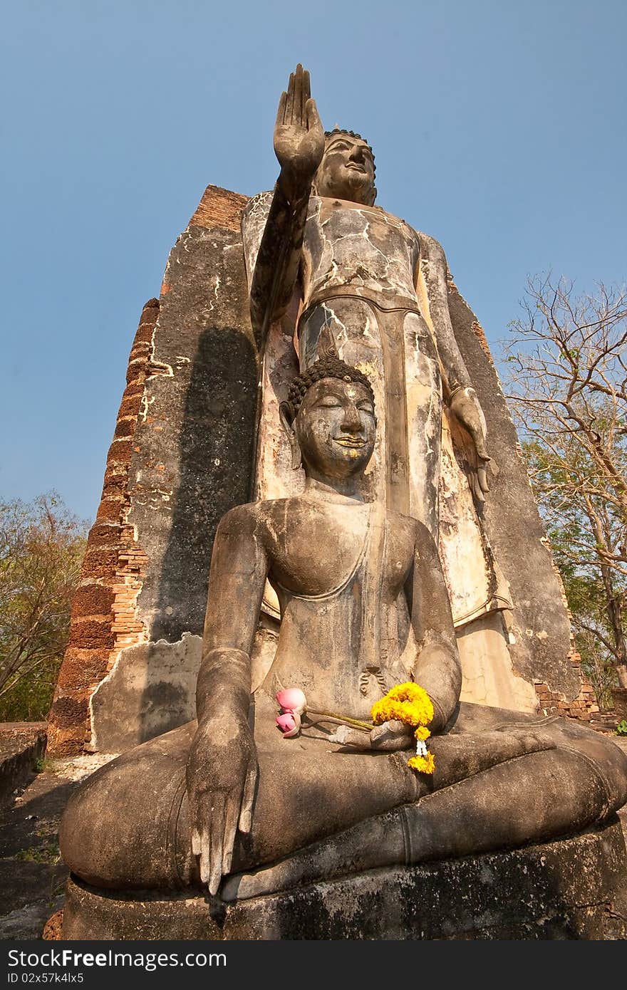 Buddha Statue and Worship, Historical Park Sukhothai, Thailand