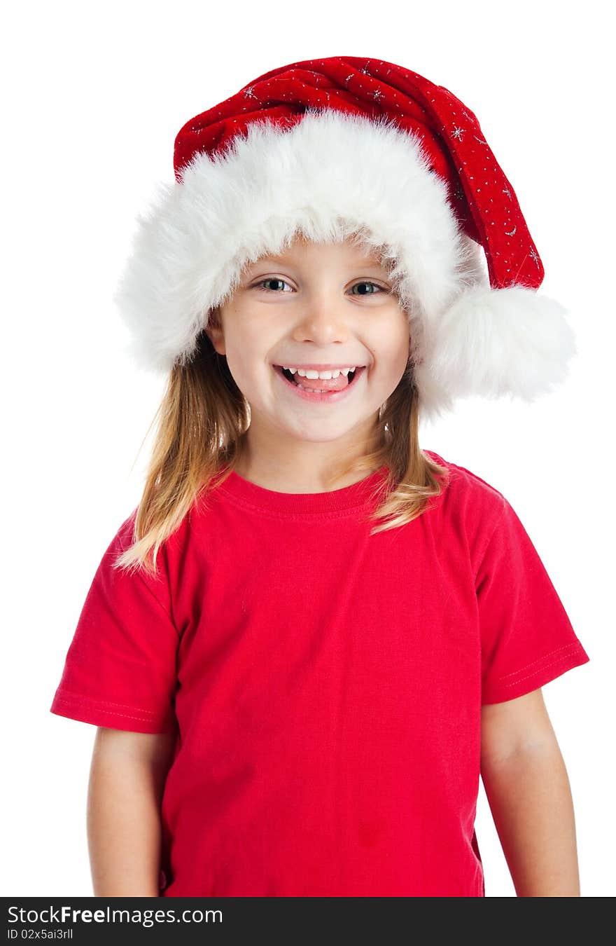 Cute little girl in the santa claus hat. Cute little girl in the santa claus hat