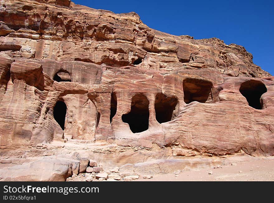 Scenery of the famous ancient site of Petra in Jordan. Scenery of the famous ancient site of Petra in Jordan.