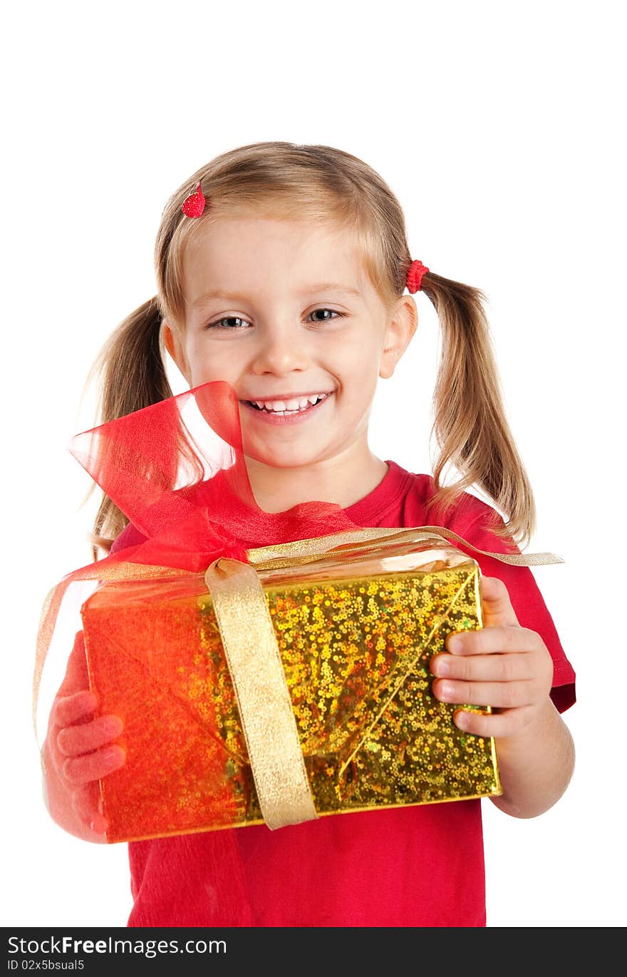 Little girl wih the present