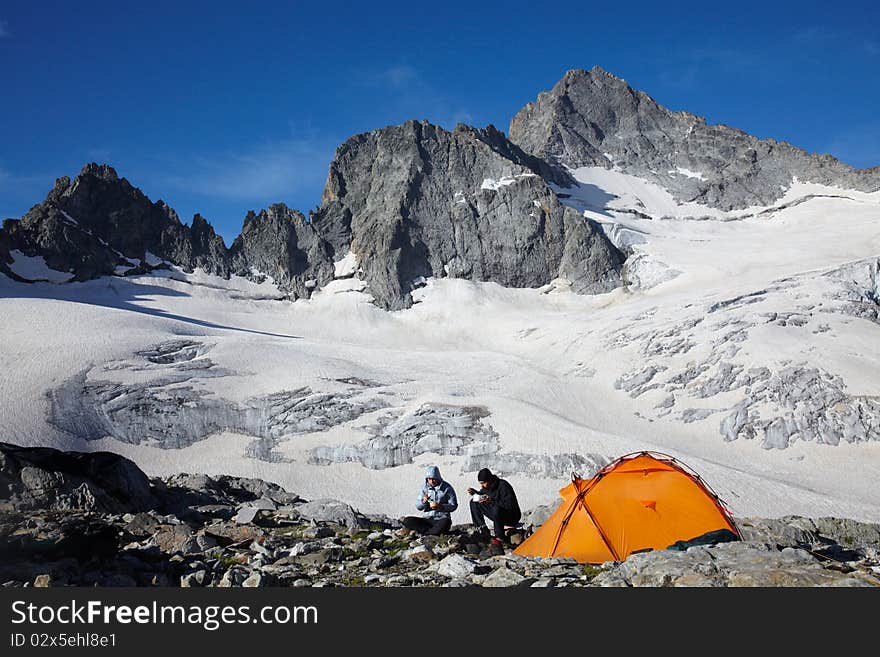 Breakfast in a high mountains