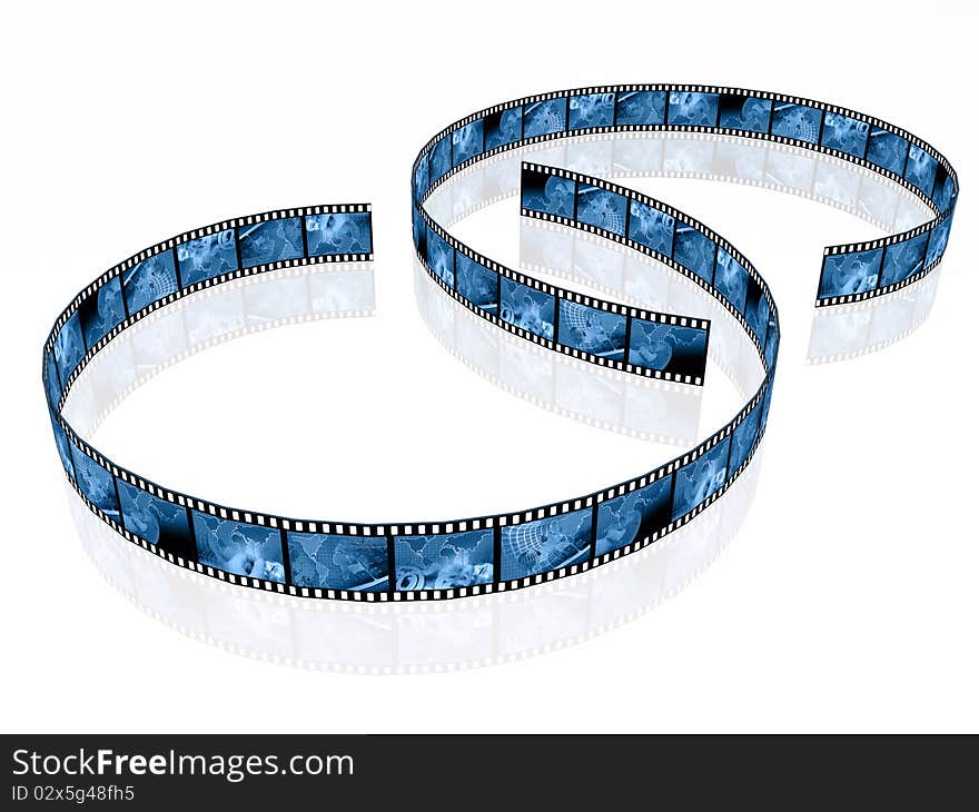 Film roll with pictures in blues (communication). Film roll with pictures in blues (communication).